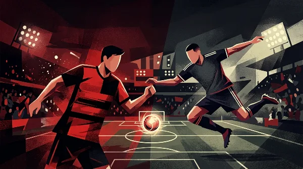 Ilustración editorial de la previa entre Newell's Old Boys y Deportivo Riestra